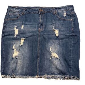 Wax Jean Blue Distressed Mini Skirt Size 3xl